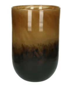 Pomax - HÉRA - vase/hurricane - glass - DIA 24 x H 36,5 cm - brown