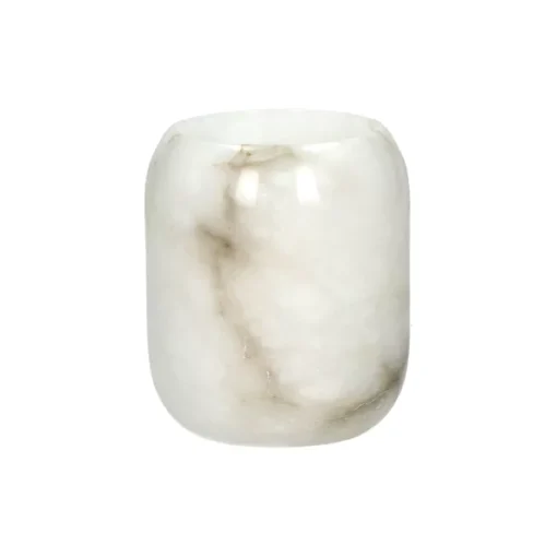 Pomax - ALABASTER - scented candle 1 wick - "oudh" fragrance - paraffin wax / alabaster - DIA 9 x H 10 cm - white - Image 3