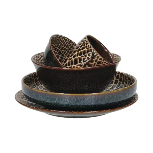 Pomax - LOTUS - dessert plate - porcelain - DIA 22 x H 2,5 cm - bronze - Image 3