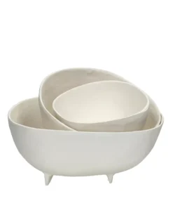 Pomax - TRULLI - set/3 bowls - aluminium - L 16/20/26 x W 15,5/21,5/27 x H 8/10/10 cm - off-white