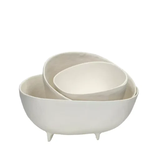 Pomax - TRULLI - set/3 bowls - aluminium - L 16/20/26 x W 15,5/21,5/27 x H 8/10/10 cm - off-white