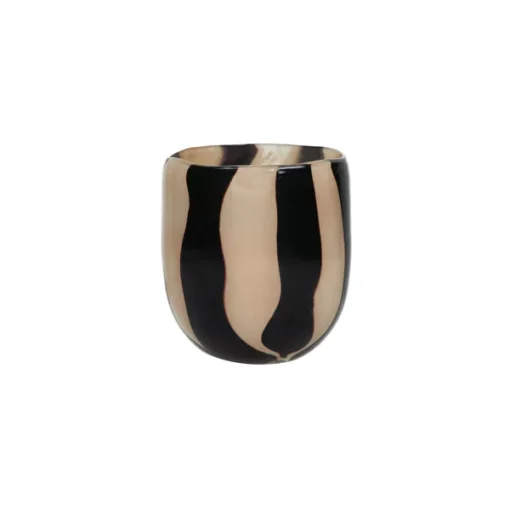 Pomax - CANNES - vase/hurricane - glass - DIA 13 x H 14,5 cm - ivory