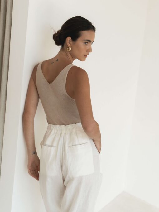 lu.ciee - Deep V Tank Top in Camel - Image 2