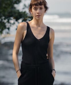 lu.ciee - Deep V Tank Top in Black