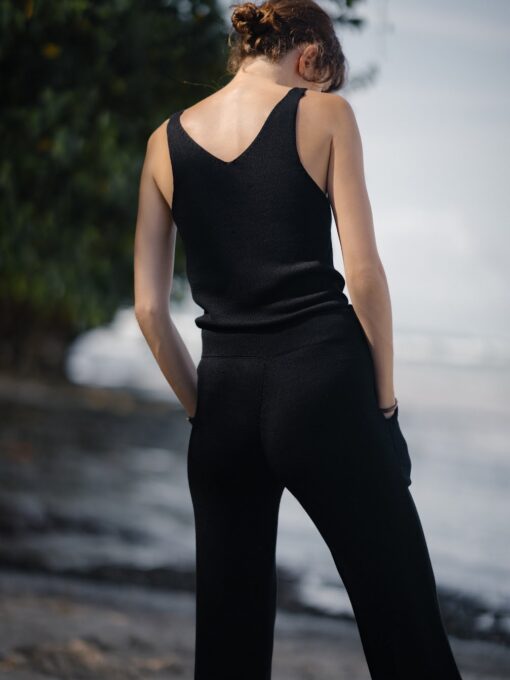 lu.ciee - Deep V Tank Top in Black - Image 3