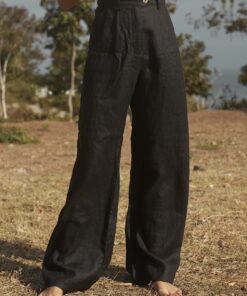 lu.ciee - Linen Pleat Pant in Black