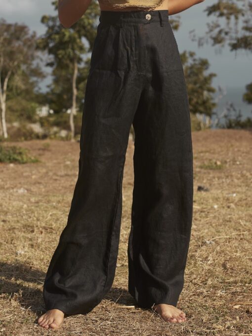 lu.ciee - Linen Pleat Pant in Black