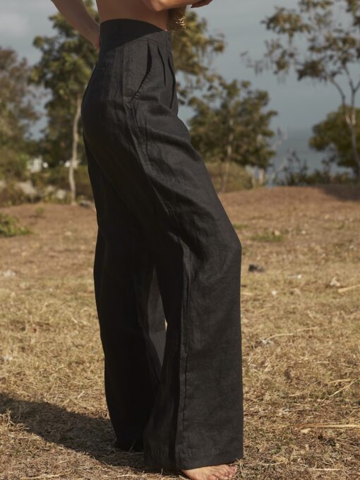 lu.ciee - Linen Pleat Pant in Black - Image 2