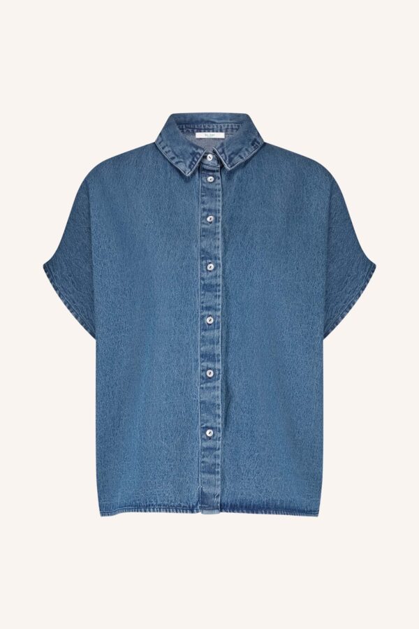 by-bar - karly denim blouse | medium denim
