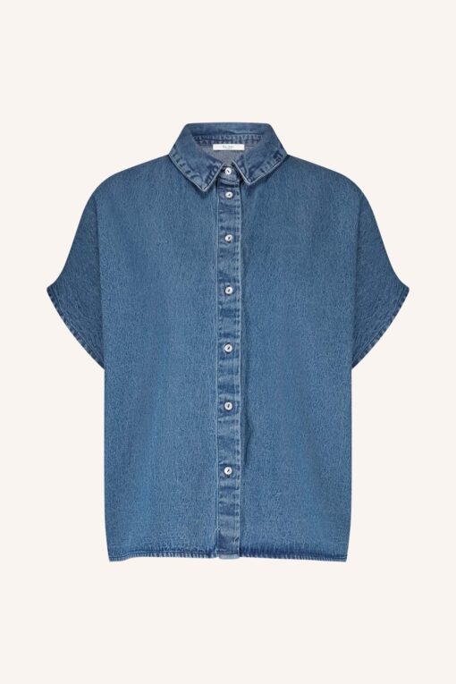 by-bar - karly denim blouse | medium denim