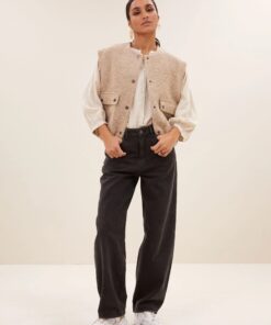 by-bar - maggie sleeveless jacket | dark sand