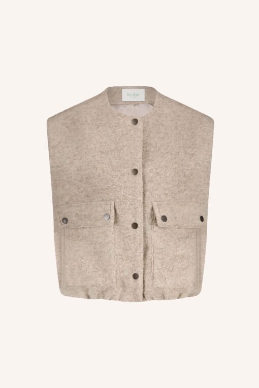 by-bar - maggie sleeveless jacket | dark sand - Image 2