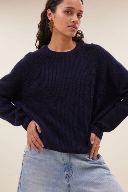 by-bar - meadow roundneck pullover | midnight