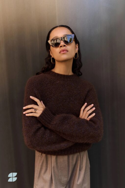 by-bar - sonny sparkle pullover | dark brown