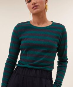 by-bar - basic ls big stripe top | deep green