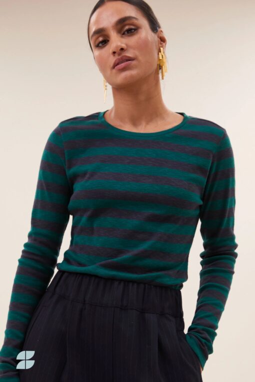 by-bar - basic ls big stripe top | deep green