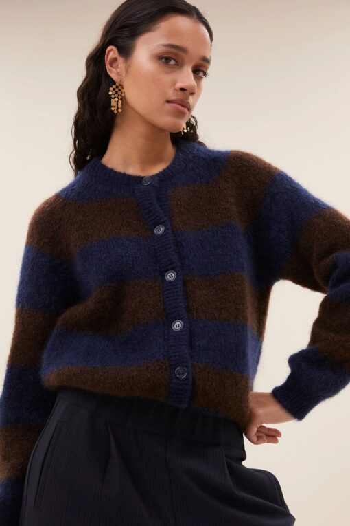 by-bar - sian stripe cardigan | dark brown stripe - Image 5
