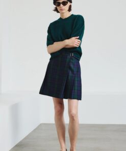 Pomandère - Tartan flannel skirt -bottle green