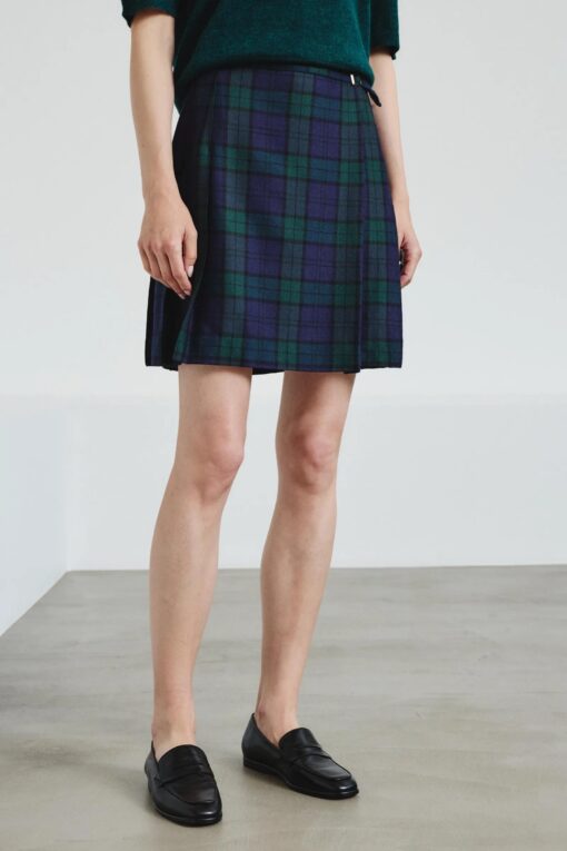 Pomandère - Tartan flannel skirt -bottle green - Image 5
