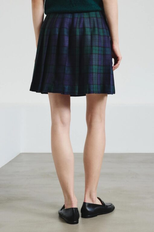 Pomandère - Tartan flannel skirt -bottle green - Image 4