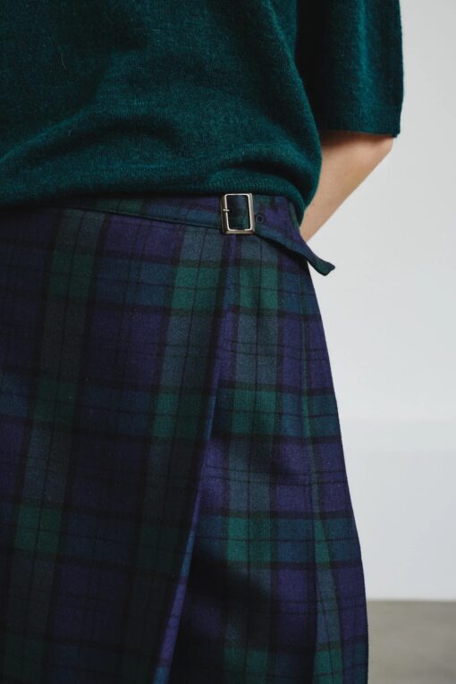 Pomandère - Tartan flannel skirt -bottle green - Image 3