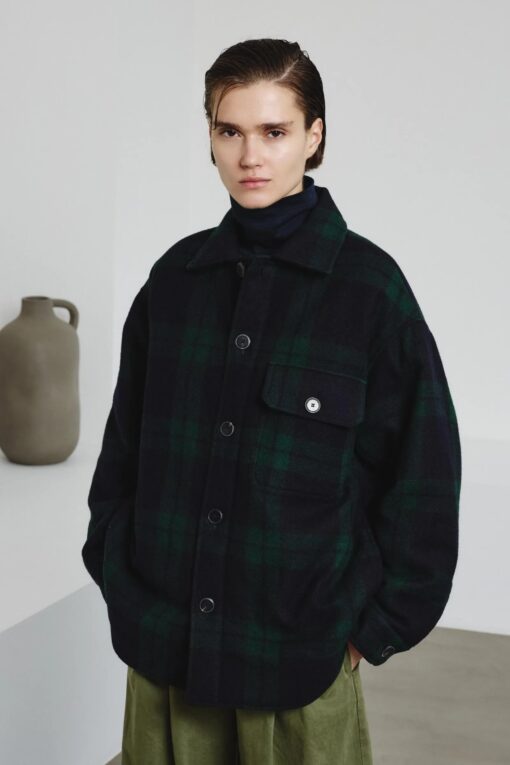 Pomandère - Tartan shirt jacket - bottle green - Image 5