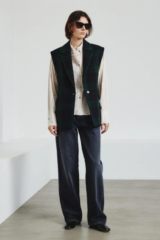 Pomandère - Pure wool tartan vest - bottle green