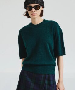 Pomandère - Fine-knit t-shirt in alpaca - bottle green