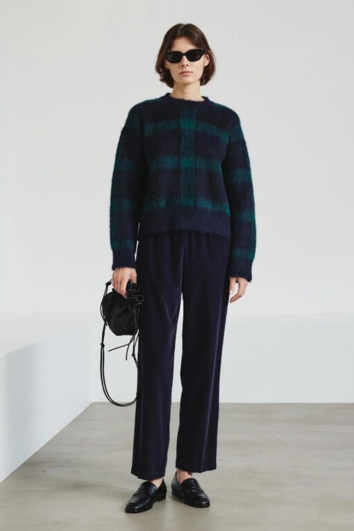 Pomandère - Jacquard crew neck in mohair - navy - Image 4