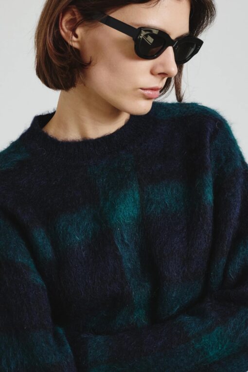 Pomandère - Jacquard crew neck in mohair - navy - Image 2