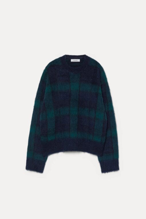 Pomandère - Jacquard crew neck in mohair - navy - Image 5