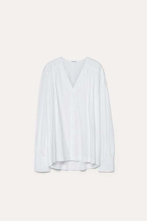 Pomandère - Poplin shirt with V-neck - off-white - Image 5