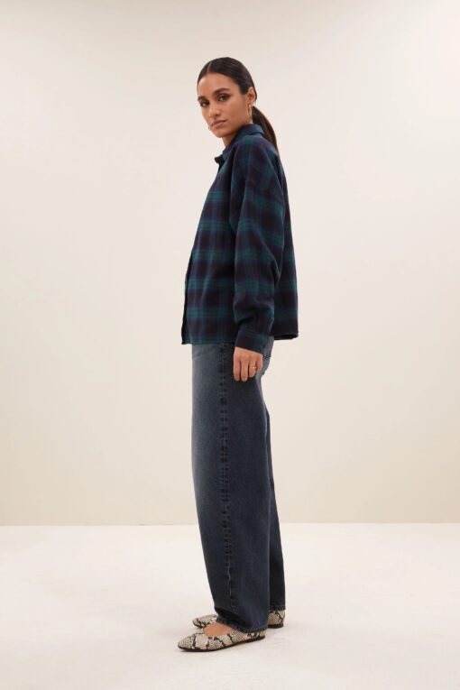 by-bar - jada check blouse | bottle green check - Image 4
