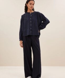 by-bar - saar check blouse | blue checks