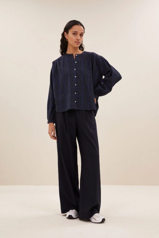 by-bar - saar check blouse | blue checks