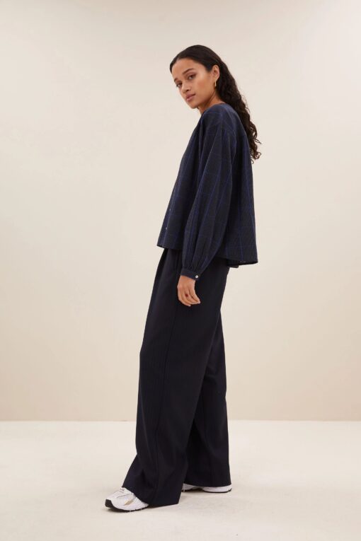by-bar - saar check blouse | blue checks - Image 4