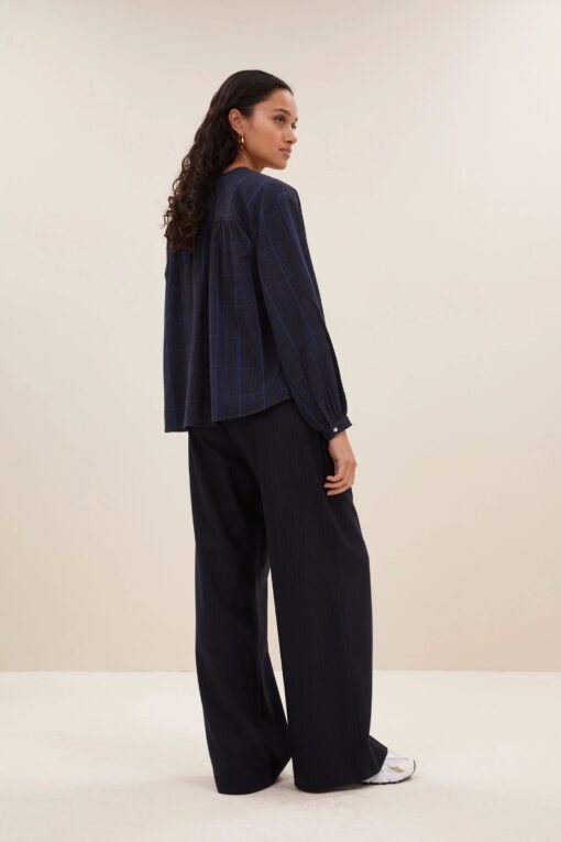 by-bar - saar check blouse | blue checks - Image 3