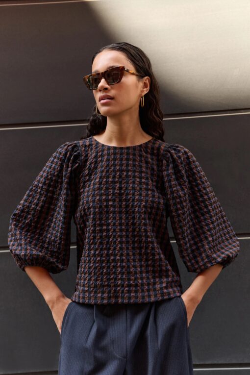 by-bar - jet check blouse | little check