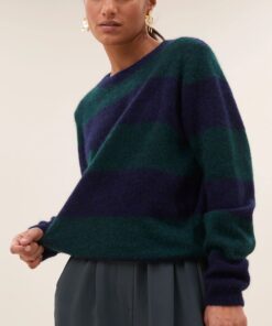 by-bar - gwen big stripe pullover | dark green stripe