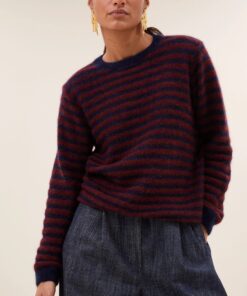 by-bar - gwen thin stripe pullover | wine thin stripe