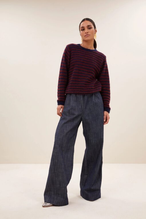 by-bar - gwen thin stripe pullover | wine thin stripe - Image 5