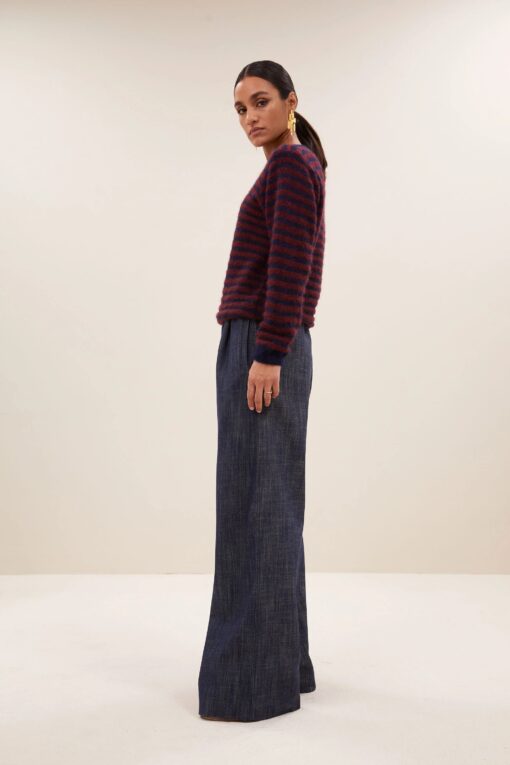 by-bar - gwen thin stripe pullover | wine thin stripe - Image 4