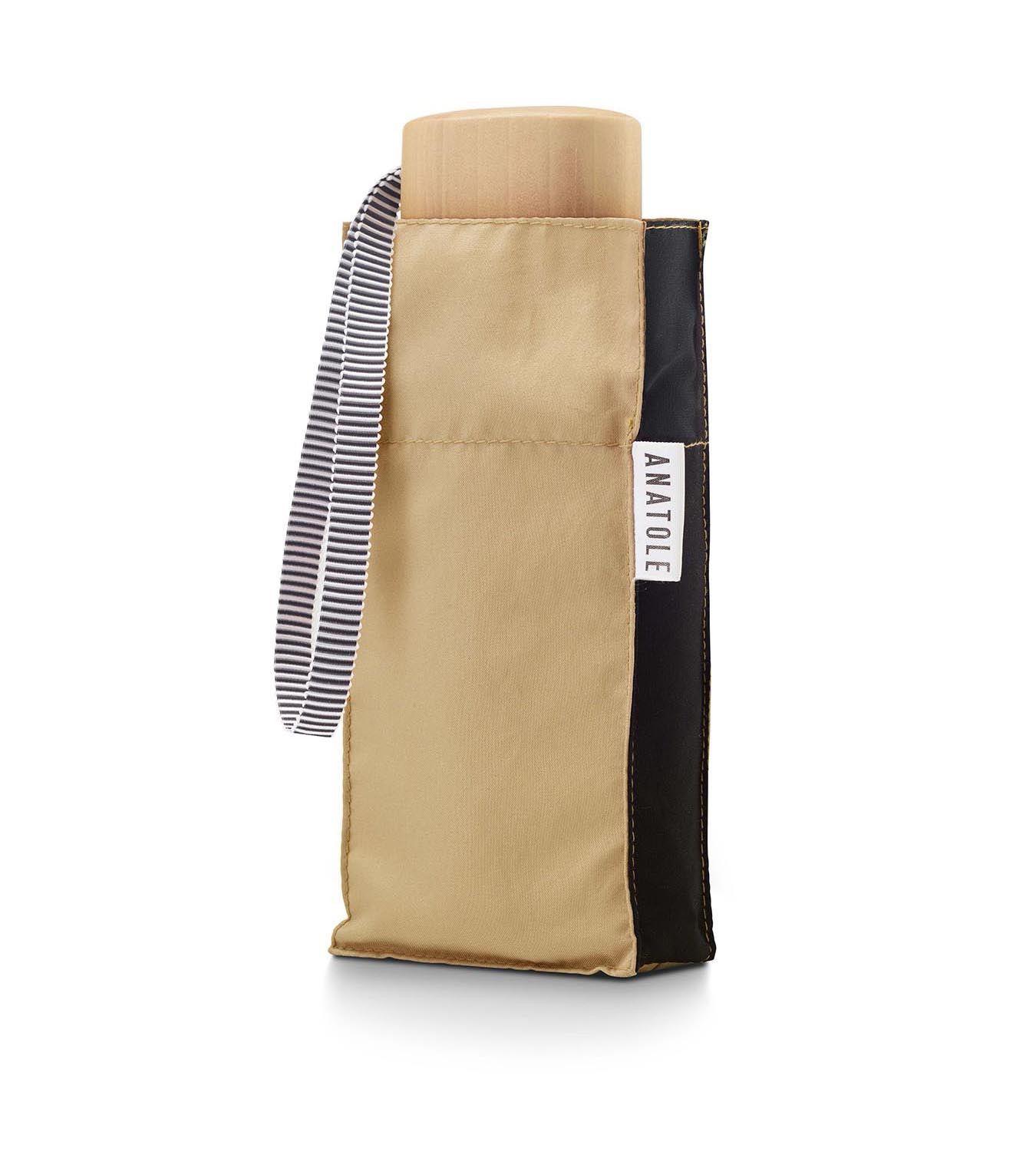 Anatole – two tone compact umbrella – ALICE – beige & black - Image 4