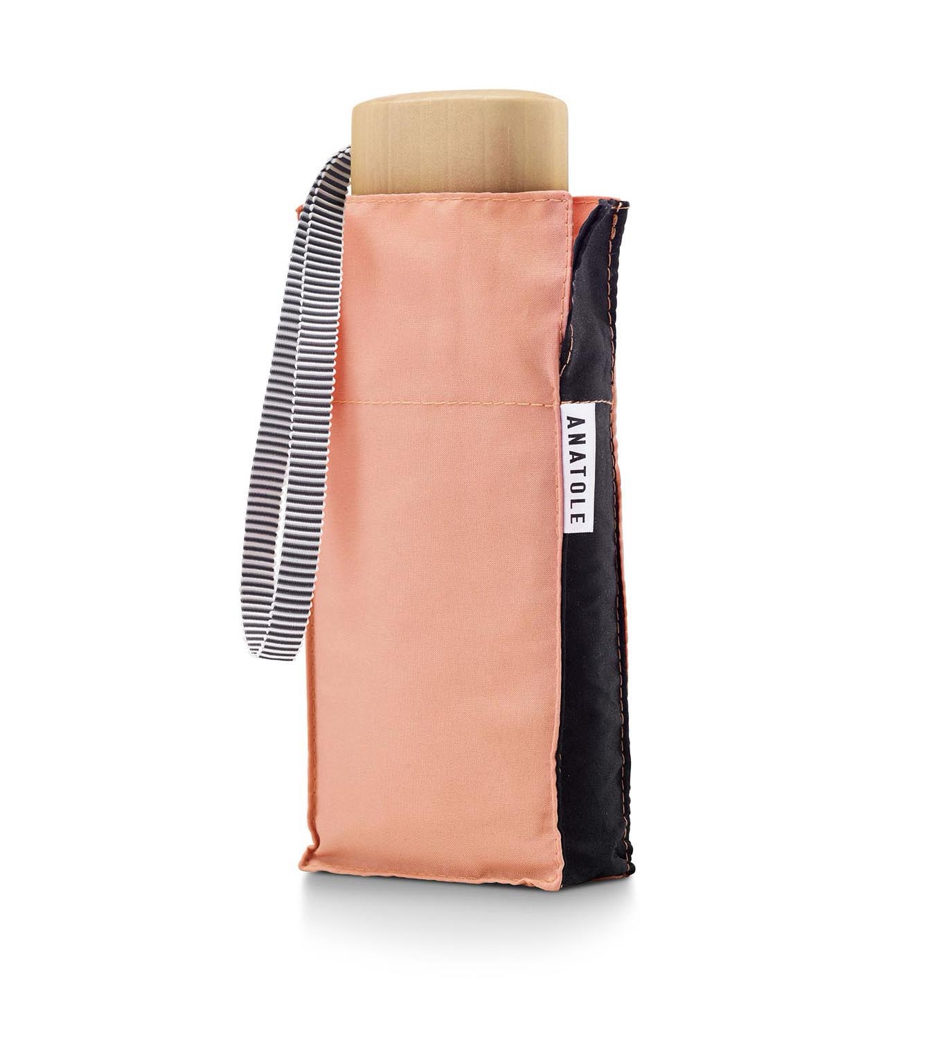 Anatole – two tone compact umbrella – EDITH – coral pink & black - Image 4