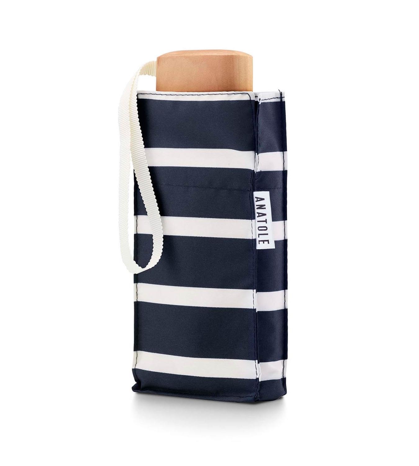 Anatole – Striped navy compact umbrella – white stripes – PABLO - Image 3