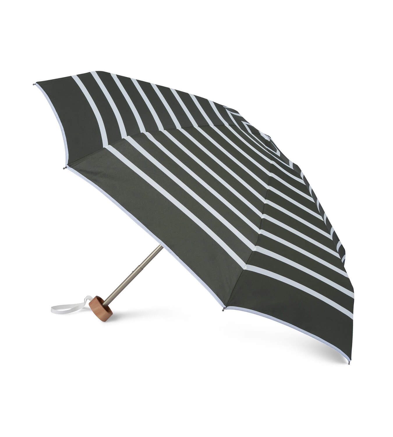 Anatole – Striped khaki compact umbrella – white stripes – CHARLES - Image 2