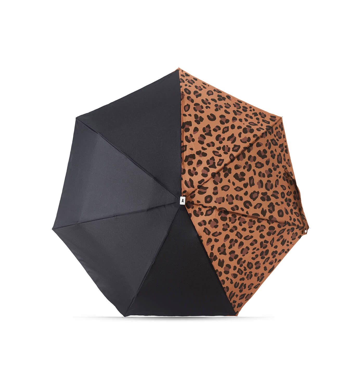 Anatole – Black and leopard-print compact umbrella – JULIETTE - Image 2