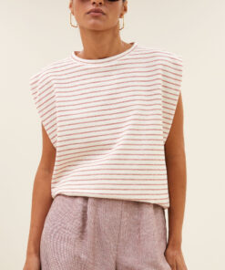 by-bar - diede heavy jersey stripe top | sunset rose stripe