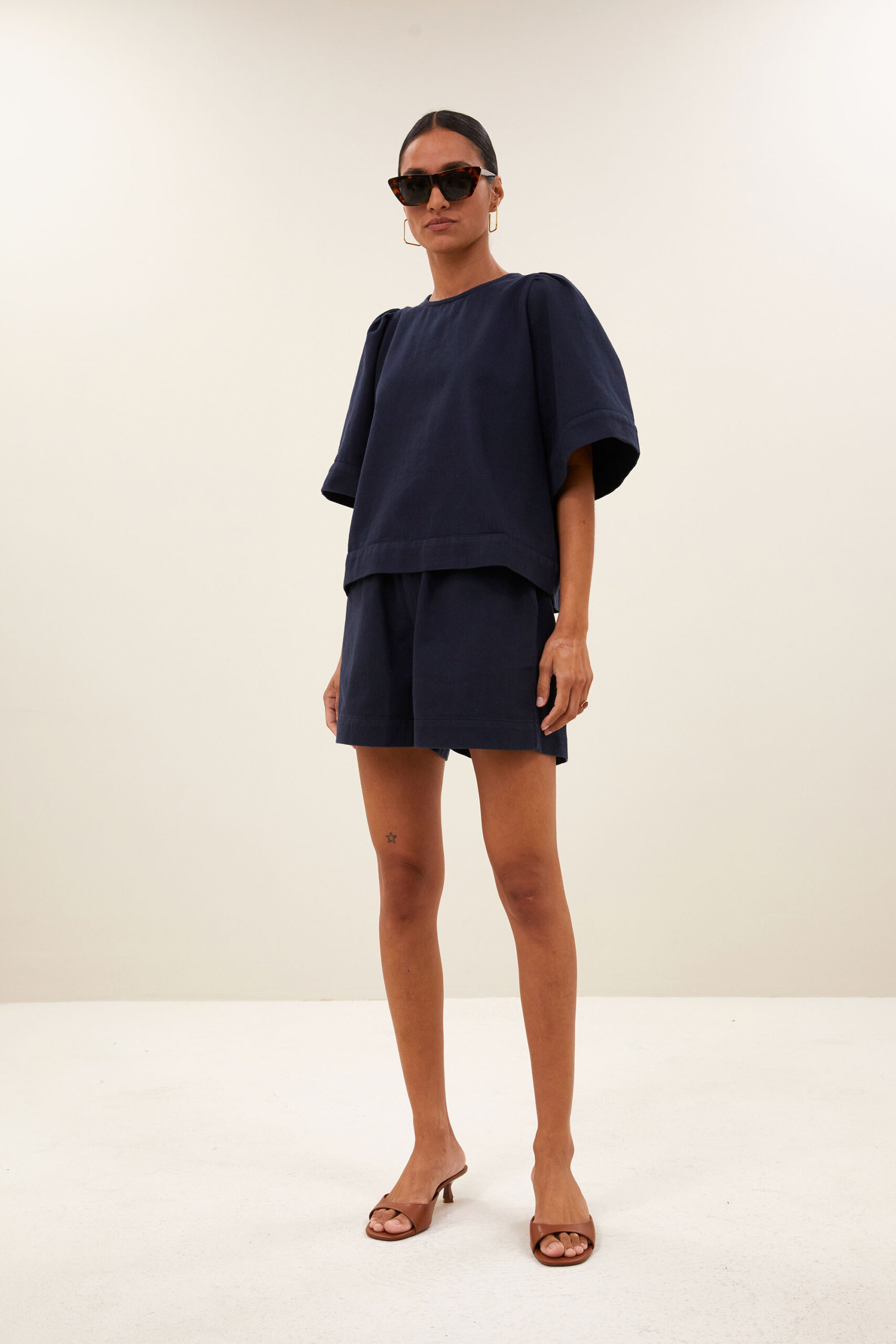 by-bar - leon twill short | captain blue - Image 3