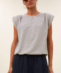 by-bar - nilou small stripe top | admiral blue stripe